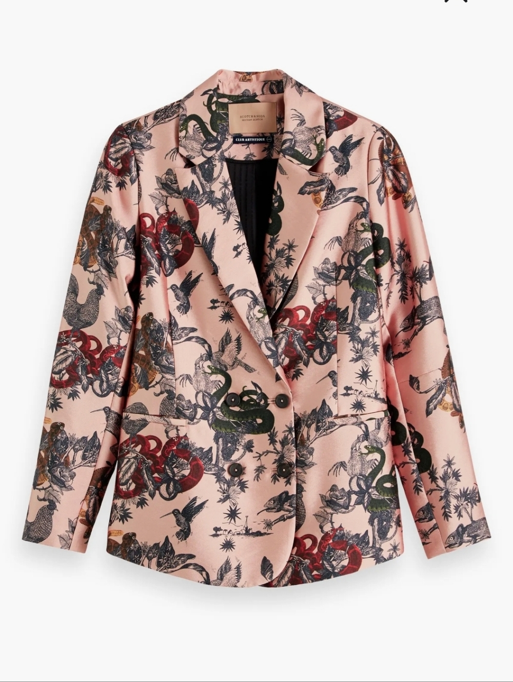 Scotch And Soda Blazer in Blush with Botanical & Snake Motif